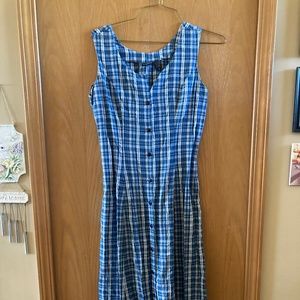 Blue plaid maxi dress